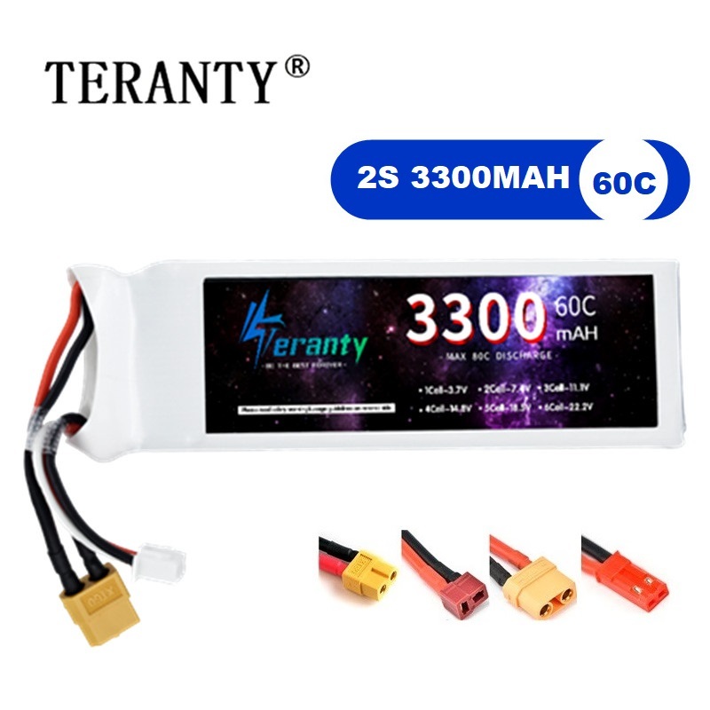 Drone Battery Lipo - 2S 7.4V LiPo แบตเตอรี่ 3300mAh 60C